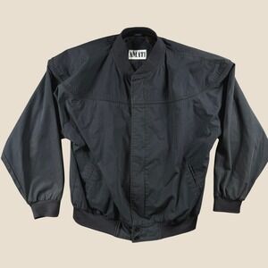 Vintage Amati Jacket Men XL Black Full Zip Bomber Western Yoke Windbreaker 90s